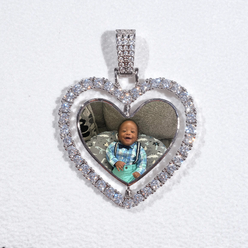 3D Spinning 2-Faced Heart Custom Picture Pendant