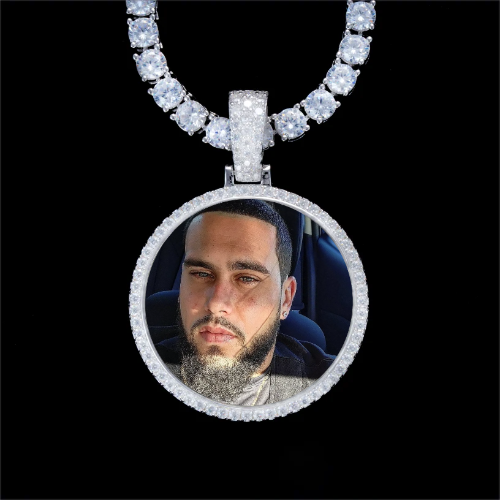 925S & VVS Moissanite 3D Circle Custom Picture Pendant