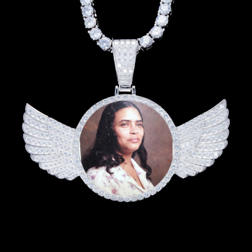 925S & VVS Moissanite 3D Wing Custom Picture Pendant