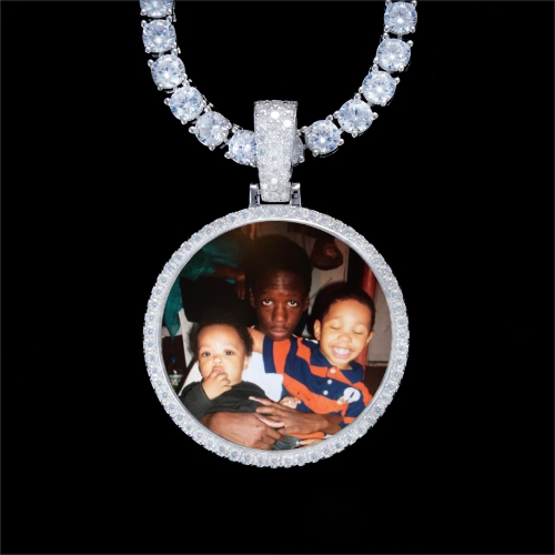 925S & VVS Moissanite 3D Circle Custom Picture Pendant