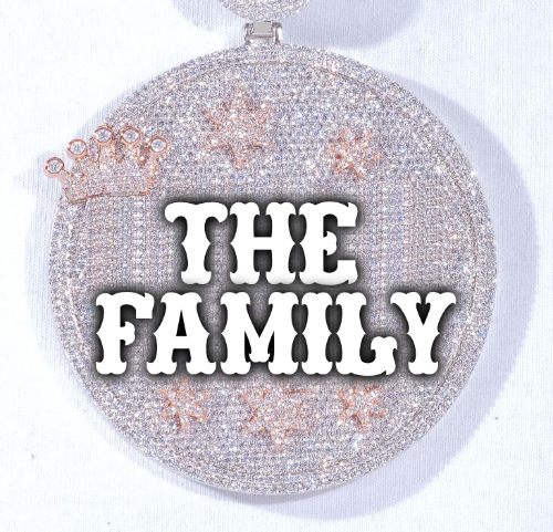 CUSTOM LETTER NECKLACE 3D BIG CROWN DISC