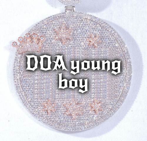CUSTOM LETTER NECKLACE 3D BIG CROWN DISC