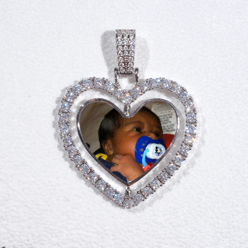 3D Spinning 2-Faced Heart Custom Picture Pendant