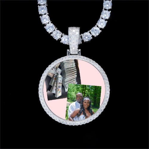 925S & VVS Moissanite 3D Circle Custom Picture Pendant