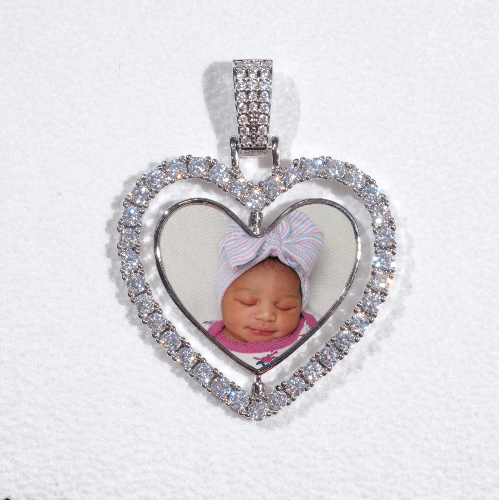 3D Spinning 2-Faced Heart Custom Picture Pendant