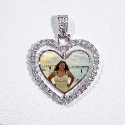 3D Spinning 2-Faced Heart Custom Picture Pendant