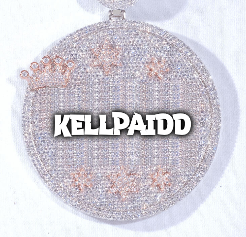 CUSTOM LETTER NECKLACE 3D BIG CROWN DISC