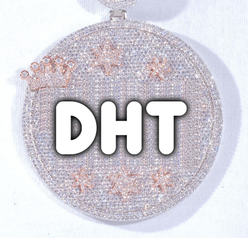 CUSTOM LETTER NECKLACE 3D BIG CROWN DISC