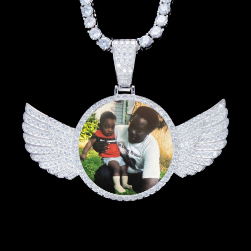 925S & VVS Moissanite 3D Wing Custom Picture Pendant