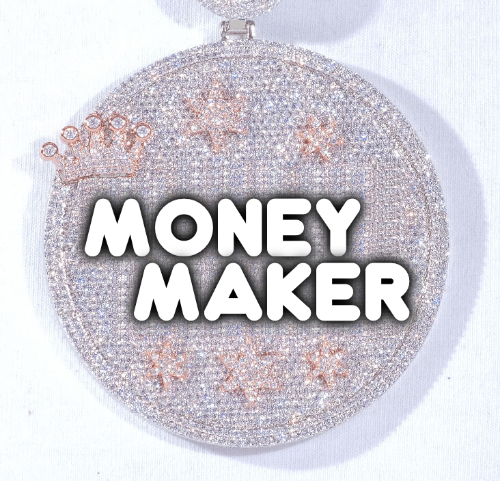 CUSTOM LETTER NECKLACE 3D BIG CROWN DISC