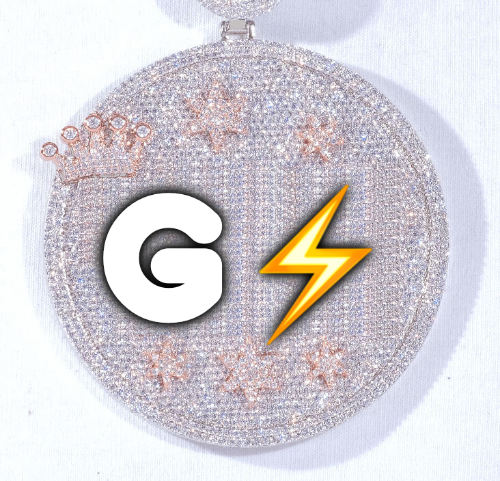 CUSTOM LETTER NECKLACE 3D BIG CROWN DISC
