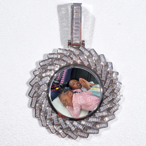 Large 3D Baguette Custom Picture Pendant