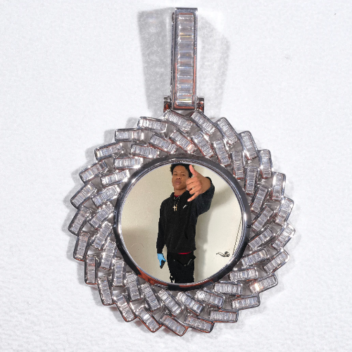 Large 3D Baguette Custom Picture Pendant