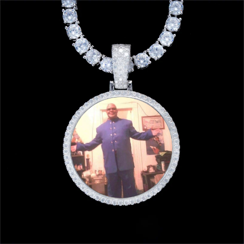 925S & VVS Moissanite 3D Circle Custom Picture Pendant