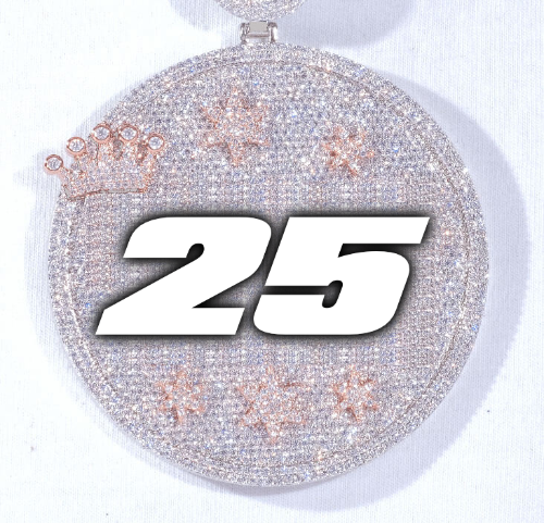 CUSTOM LETTER NECKLACE 3D BIG CROWN DISC