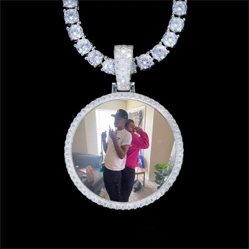 925S & VVS Moissanite 3D Circle Custom Picture Pendant