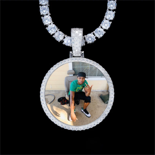 925S & VVS Moissanite 3D Circle Custom Picture Pendant