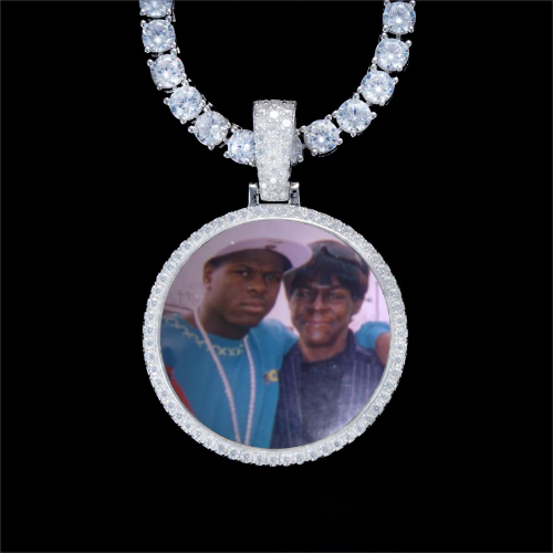 925S & VVS Moissanite 3D Circle Custom Picture Pendant