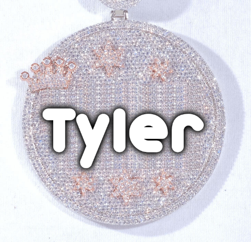 CUSTOM LETTER NECKLACE 3D BIG CROWN DISC