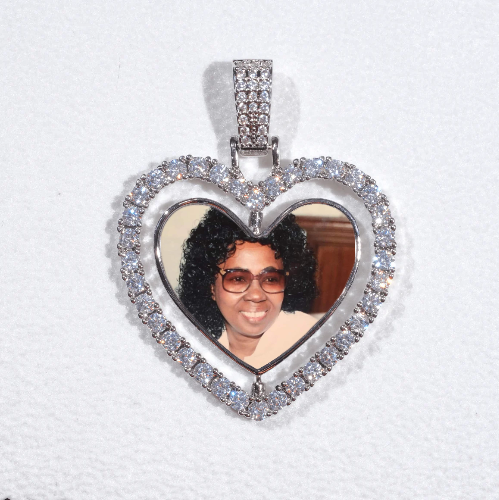 3D Spinning 2-Faced Heart Custom Picture Pendant