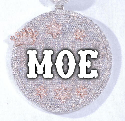 CUSTOM LETTER NECKLACE 3D BIG CROWN DISC