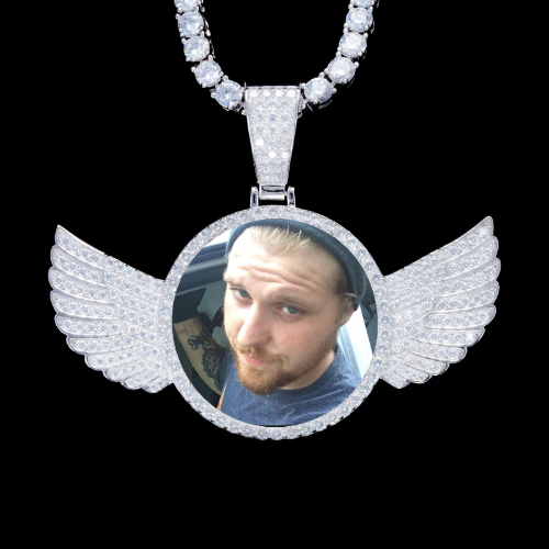 925S & VVS Moissanite 3D Wing Custom Picture Pendant