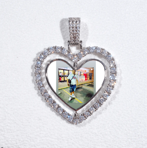 3D Spinning 2-Faced Heart Custom Picture Pendant
