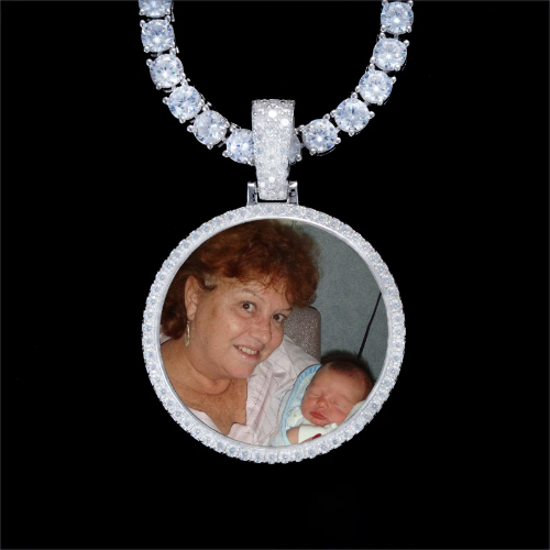 925S & VVS Moissanite 3D Circle Custom Picture Pendant
