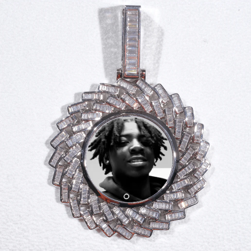 Large 3D Baguette Custom Picture Pendant
