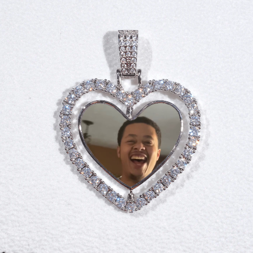 3D Spinning 2-Faced Heart Custom Picture Pendant
