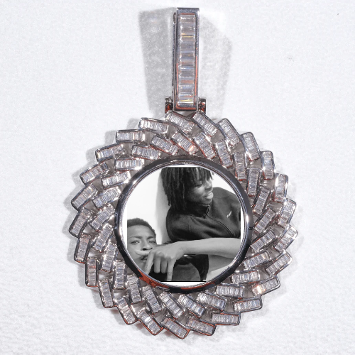 Large 3D Baguette Custom Picture Pendant
