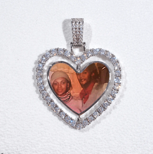 3D Spinning 2-Faced Heart Custom Picture Pendant