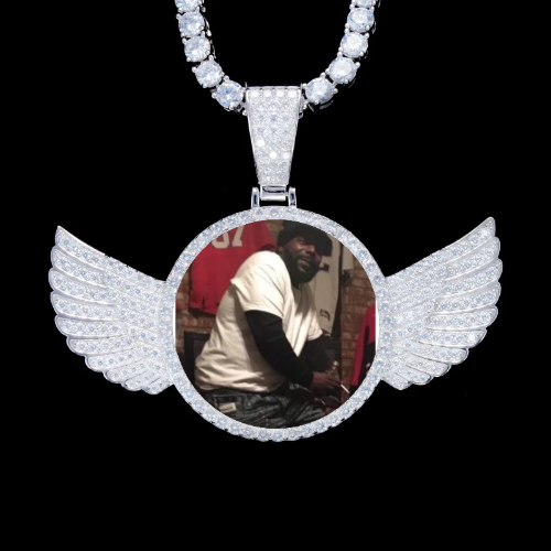 925S & VVS Moissanite 3D Wing Custom Picture Pendant