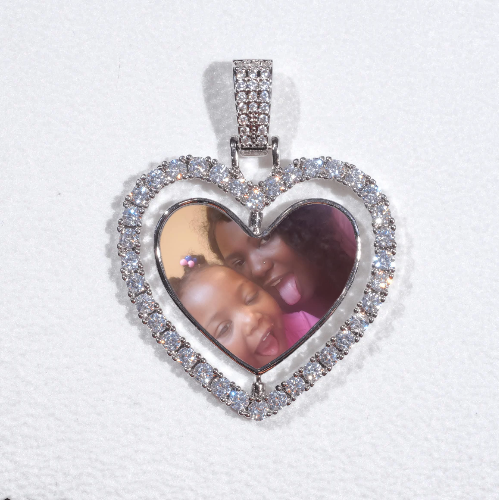 3D Spinning 2-Faced Heart Custom Picture Pendant