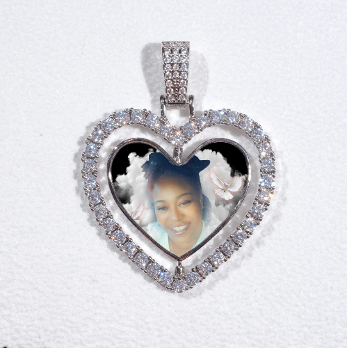 3D Spinning 2-Faced Heart Custom Picture Pendant