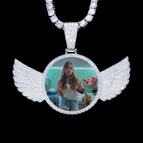 925S & VVS Moissanite 3D Wing Custom Picture Pendant