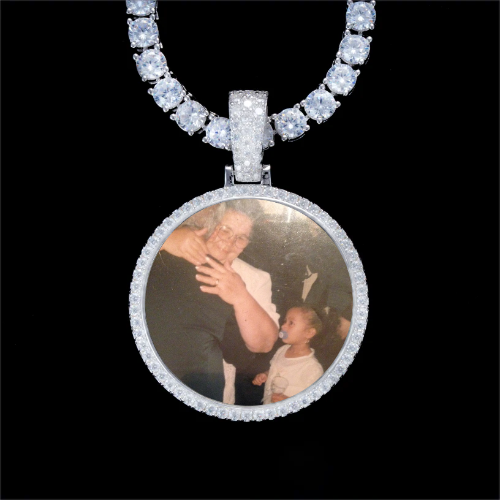 925S & VVS Moissanite 3D Circle Custom Picture Pendant