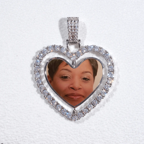 3D Spinning 2-Faced Heart Custom Picture Pendant