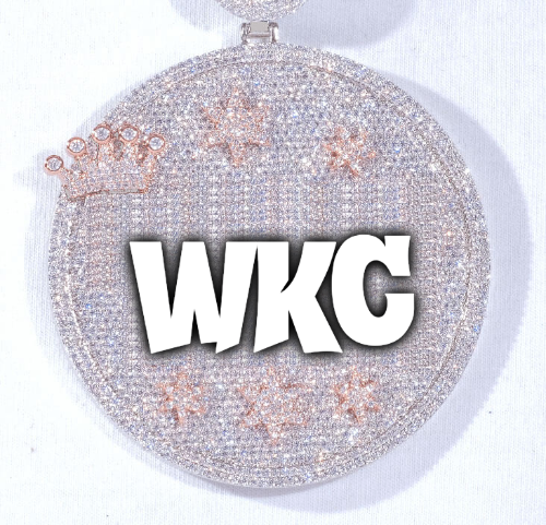 CUSTOM LETTER NECKLACE 3D BIG CROWN DISC