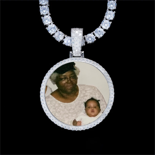 925S & VVS Moissanite 3D Circle Custom Picture Pendant