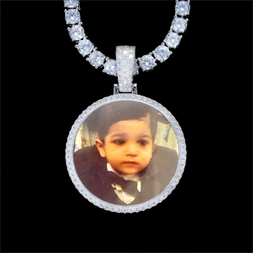 925S & VVS Moissanite 3D Circle Custom Picture Pendant