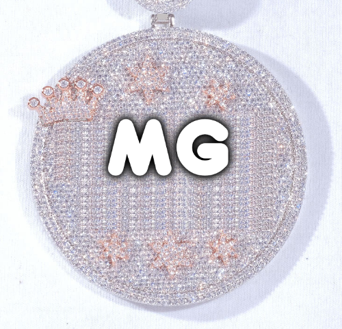 CUSTOM LETTER NECKLACE 3D BIG CROWN DISC