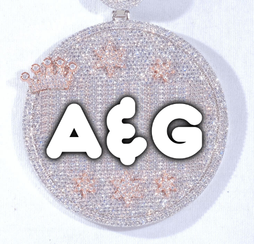 CUSTOM LETTER NECKLACE 3D BIG CROWN DISC