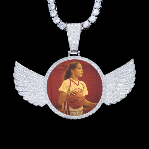 925S & VVS Moissanite 3D Wing Custom Picture Pendant