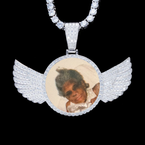 925S & VVS Moissanite 3D Wing Custom Picture Pendant