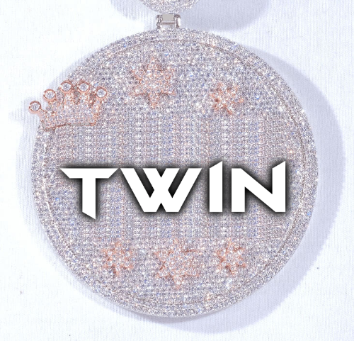 CUSTOM LETTER NECKLACE 3D BIG CROWN DISC