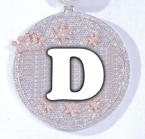 CUSTOM LETTER NECKLACE 3D BIG CROWN DISC
