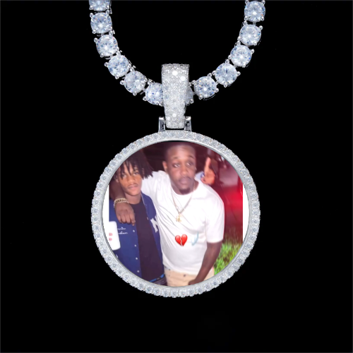 925S & VVS Moissanite 3D Circle Custom Picture Pendant
