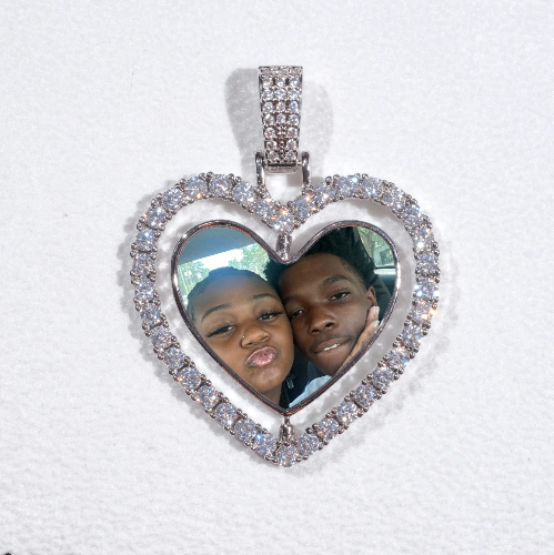 3D Spinning 2-Faced Heart Custom Picture Pendant