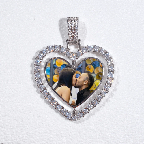 3D Spinning 2-Faced Heart Custom Picture Pendant